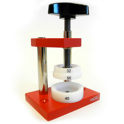 Horotec MSA07.110 watch case back closing press tool with ergonomic grip for accurate watch repair and sealing.