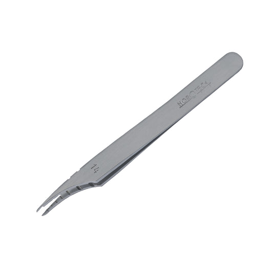 Horotec MSA12.300-14 carbon steel tweezers for precise watch hand removal and holding, 110mm length