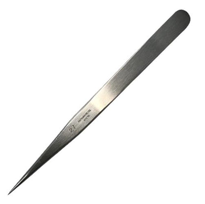 Horotec MSA12.302-27 strong pointed tweezers holding watch stones for precise accessory handling.