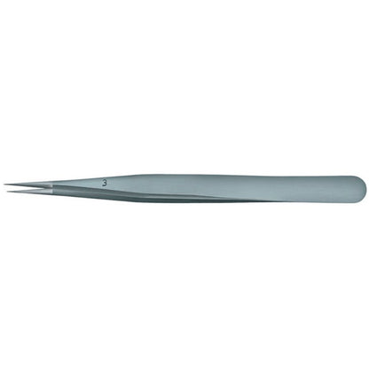 Horotec MSA12.302-3 antimagnetic fine tweezers for delicate hairspring adjustments in watchmaking.