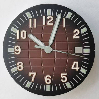 Green luminous 31.3MM watch dial with hands, compatible with NH35/NH36/2813/8215/2836 movements, precise fit for watch repair.