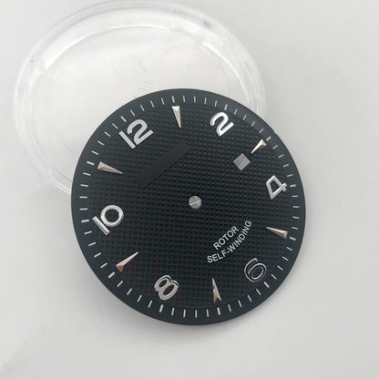 35.6MM watch dial with clear hour markers, compatible with ETA 2836 and Miyota 8215 movements.