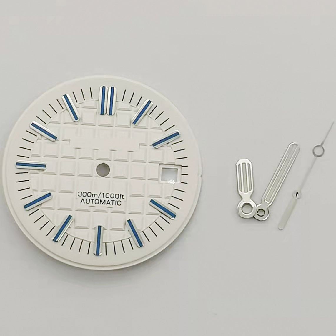 30MM green luminous watch dial with hands, fits 8215 and 2813 automatic movements, ideal for replacements.