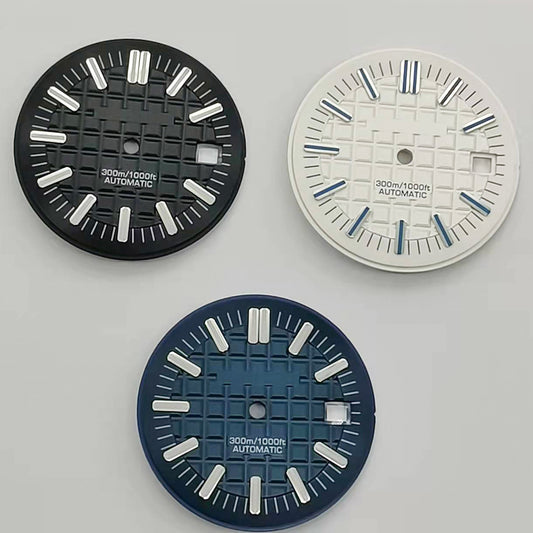 30MM green luminous watch dial with hands, compatible with 8215 and 2813 movements, from.