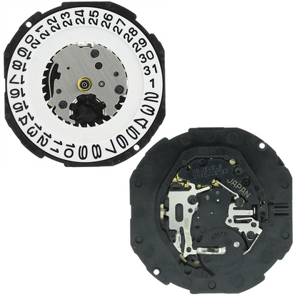 Hattori Epson TMI PC32 quartz watch movements with date display at 3 and 6 o'clock, Japan made, pack of 3.