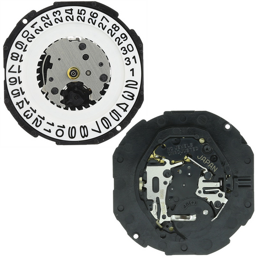 Hattori Epson TMI PC32 quartz watch movements with date display at 3 and 6 o'clock, Japan made, pack of 3.