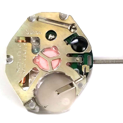 Sunon PE10 quartz watch movement repair part with 2/3 hands, precise timekeeping component.