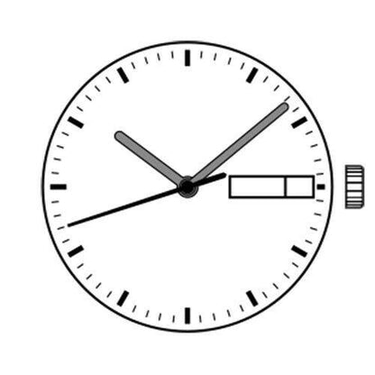 Sunon PE25 quartz watch with date/day display, three hands, and sleek silver-tone design for stylish wear.