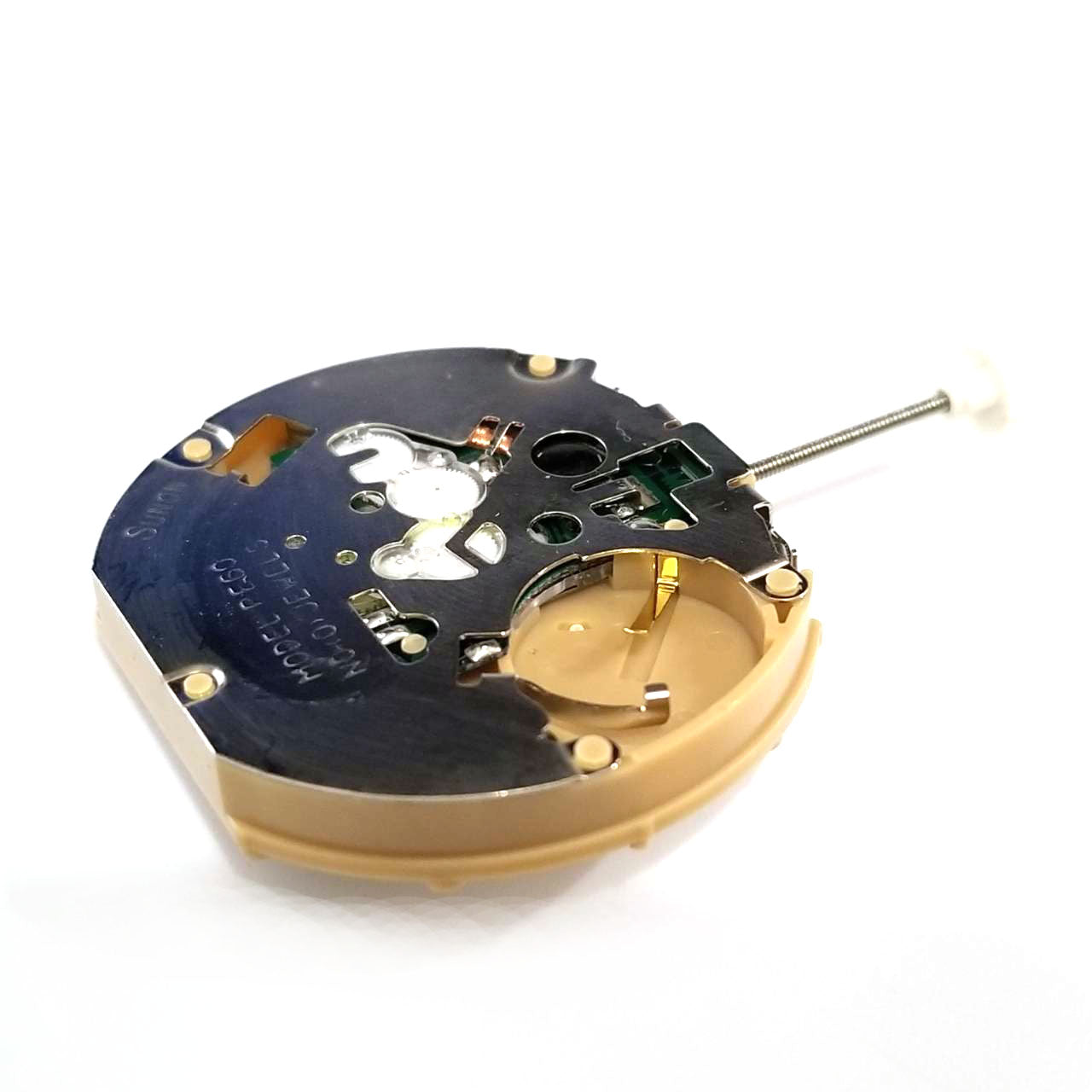 Sunon PE60 quartz watch movement with three hands and date function for accurate timekeeping.