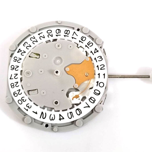 Sunon PE70 quartz watch movement with 3 hands, 3 subdials, and date display at 3 o'clock position.