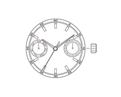 Miyota 6P25 quartz watch movement replacement part for model 6325, precision repair accessory.