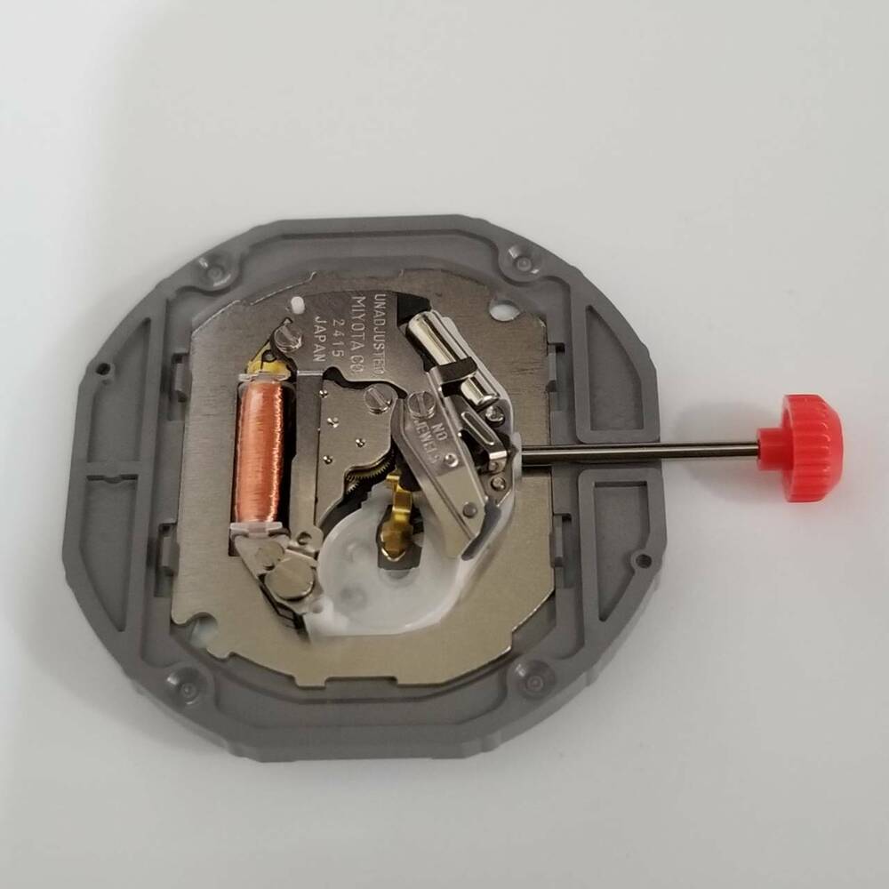Miyota 2415 quartz watch movement repair part showcasing precise craftsmanship for watchmakers.