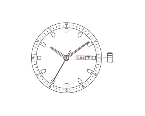 MINGZHU DG2813 automatic mechanical watch movement with date and day display, compatible replacement for 8200 8205 models.