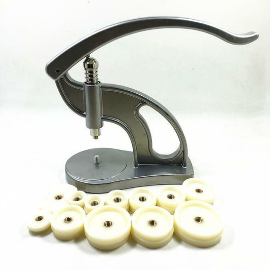 Watch Case Press with 12 assorted plastic dies (18-50mm) for precise watch repair
