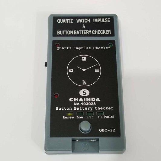 Quartz watch tester with button battery feature for accurate diagnostics, ideal for watch repair professionals.