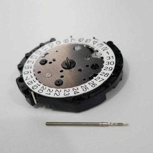 Hattori Epson VD53C quartz watch movement with date display at 3, 6, and 4:30 positions, replacement V653.