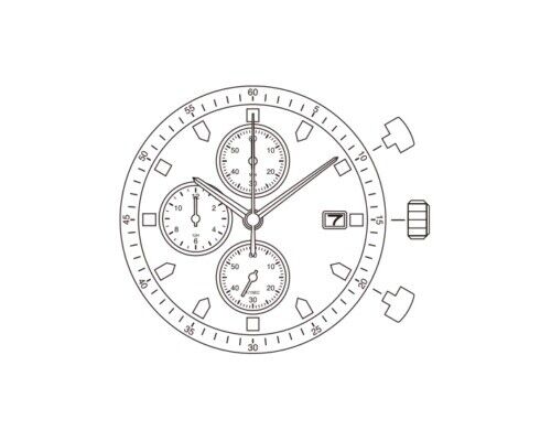 Miyota 0S10 quartz watch movement, precise replacement part for watch repairs and upgrades.