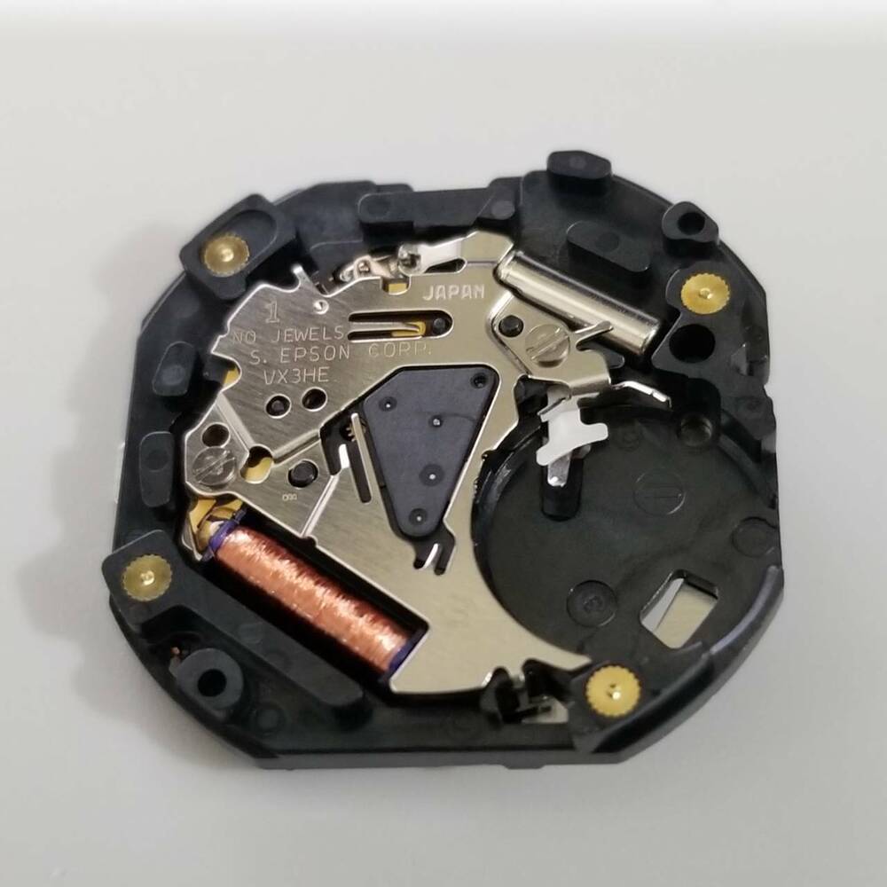 Epson VX3H quartz watch movement, precise replacement part for V33H model, reliable timekeeping.