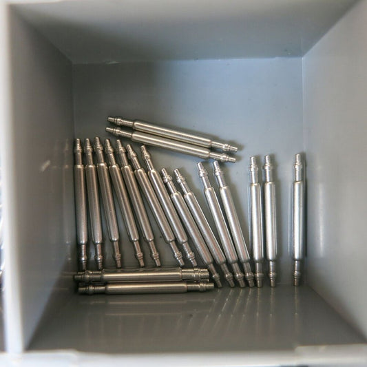 1.5mm spring bars with stair type shoulder, 10-32mm sizes for Fossil watch repairs T-6032-1.5.  