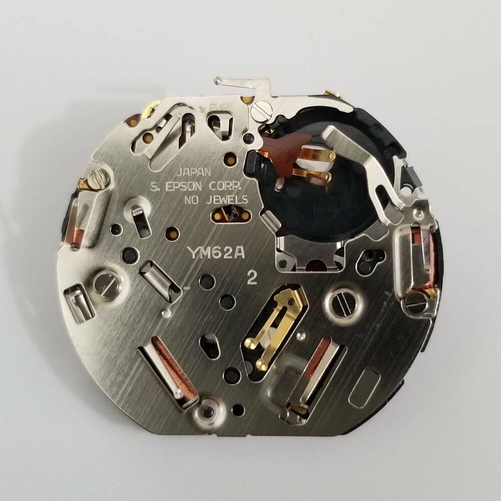 S. Epson YM62 quartz watch movement repair part, compatible with 7T62 models, ensuring precise timekeeping accuracy.
