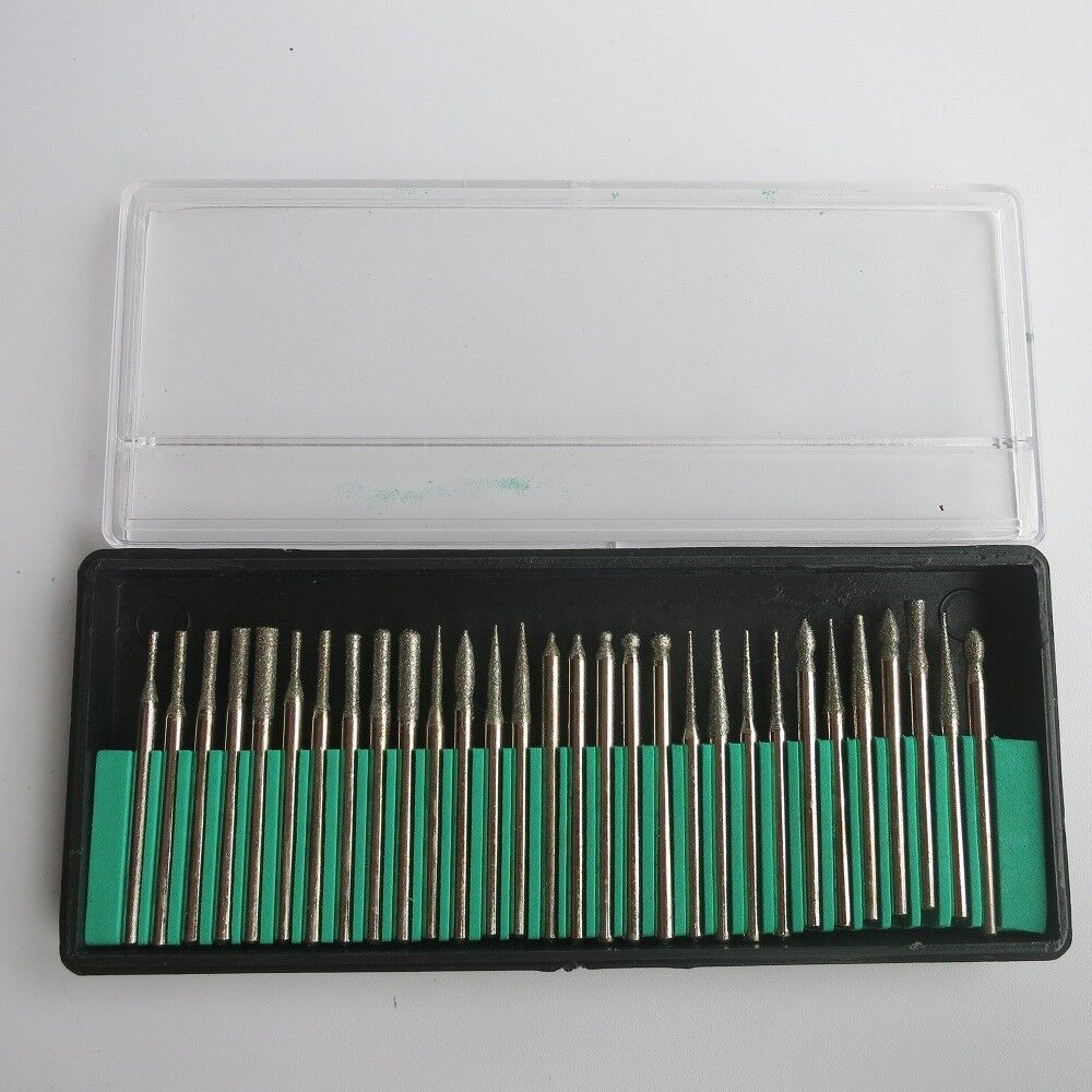 Set of 30 diamond-coated grinding needles for precise polishing and detailed watch accessory maintenance.