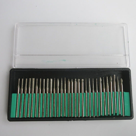 Set of 30 diamond-coated grinding needles for precise polishing and detailed watch accessory maintenance.