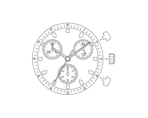Miyota JS00 quartz watch movement for accurate timekeeping, ideal repair part for watch maintenance.