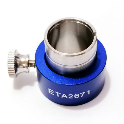 Reversible movement holder with knob, compatible with ETA 2671/2824/2836/2892/2000/7750 watch repairs.