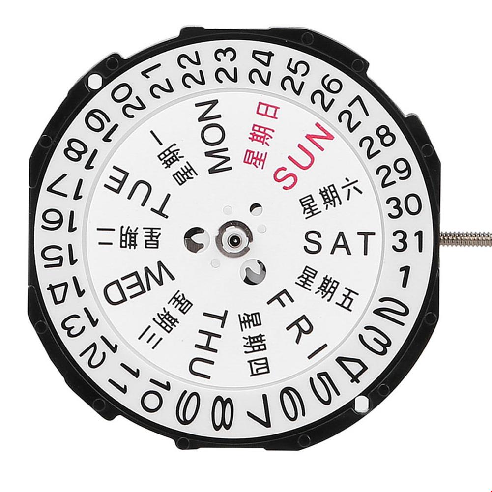 Sunon SL28 quartz watch movement with 3 hands, date and day display, precise timekeeping.