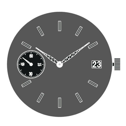 Seagull ST25 automatic watch movement with small second at 9H, perlage finish showcasing precision craftsmanship.