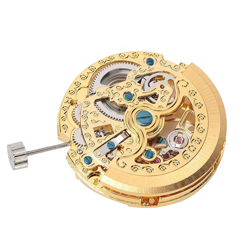 TY2807 gold hollow automatic watch movement, precise mechanical part for professional timepiece repair and replacement.
