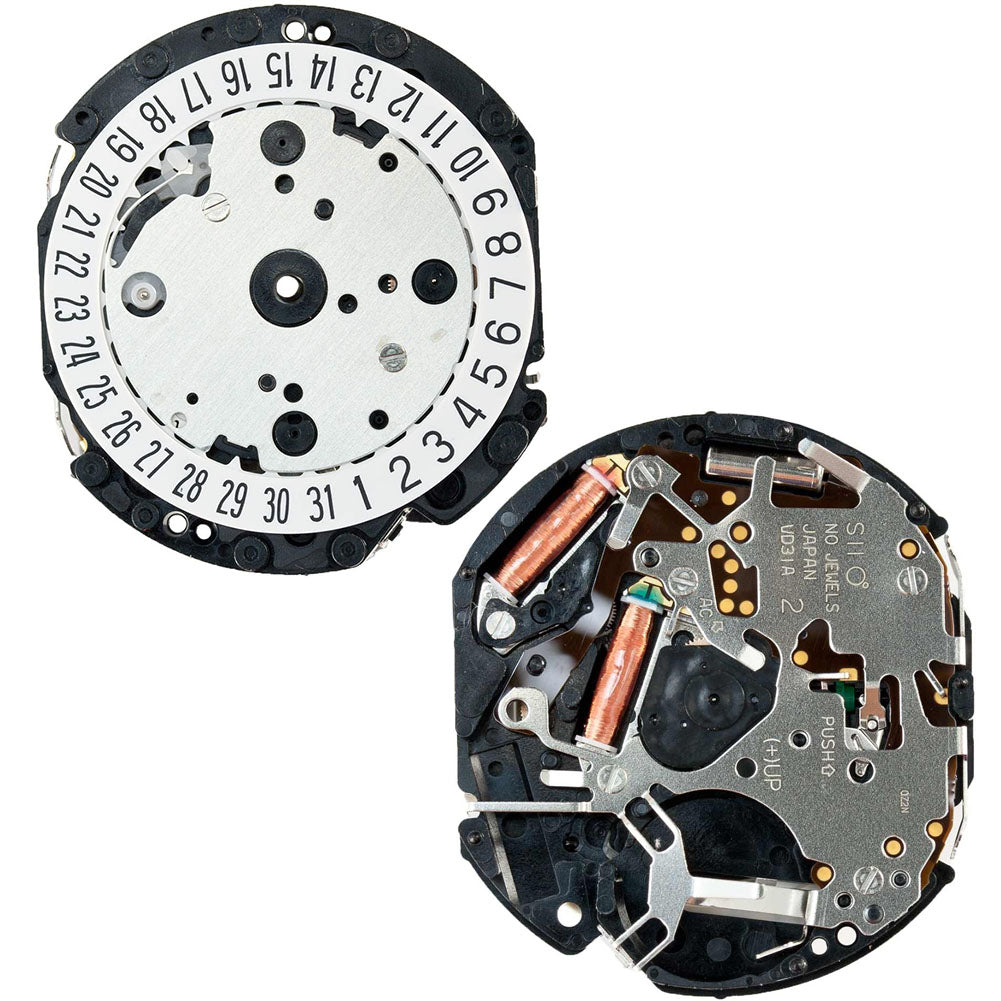 Hattori Epson VD31A quartz watch movement, Japan-made precision mechanism for accurate timekeeping.