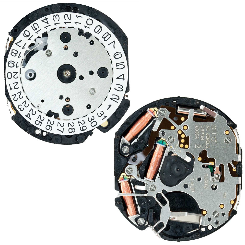 Hattori Epson VD35A quartz watch movement, precision Japan-made mechanism for repair and replacement.