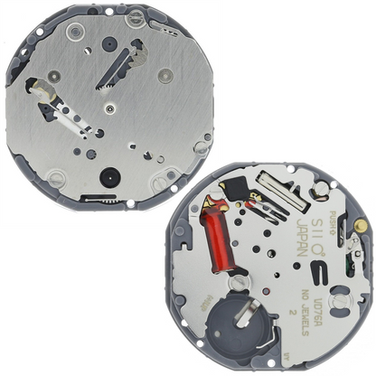 Hattori Epson VD76A quartz watch movement, precise Japanese craftsmanship for durable and accurate timekeeping.