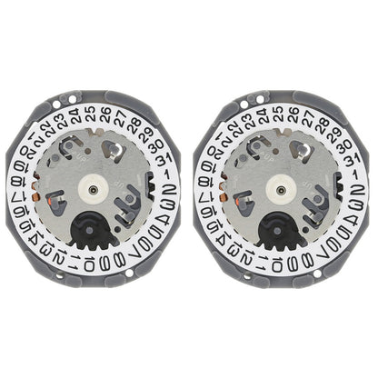 Hattori Epson TMI VJ22 quartz watch movement with dual date windows at 3 and 6, Japan made for accuracy