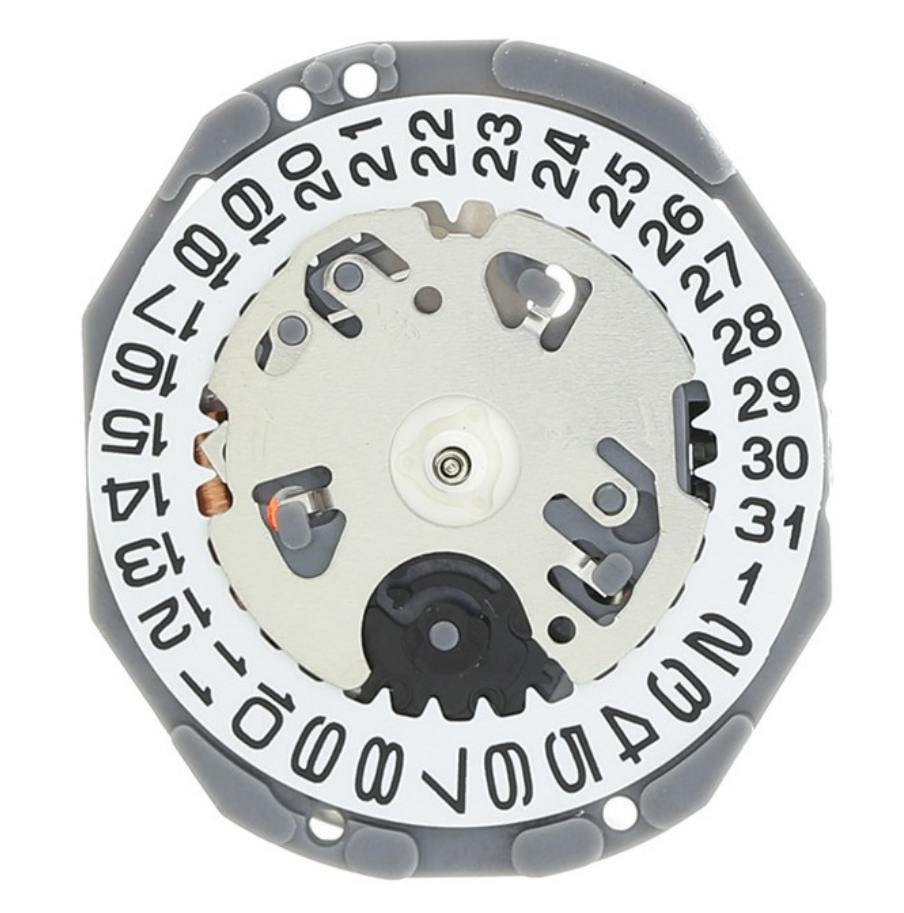 Hattori Epson TMI VJ24B quartz watch movement with date at 3 o'clock, Japan made, reliable precision.