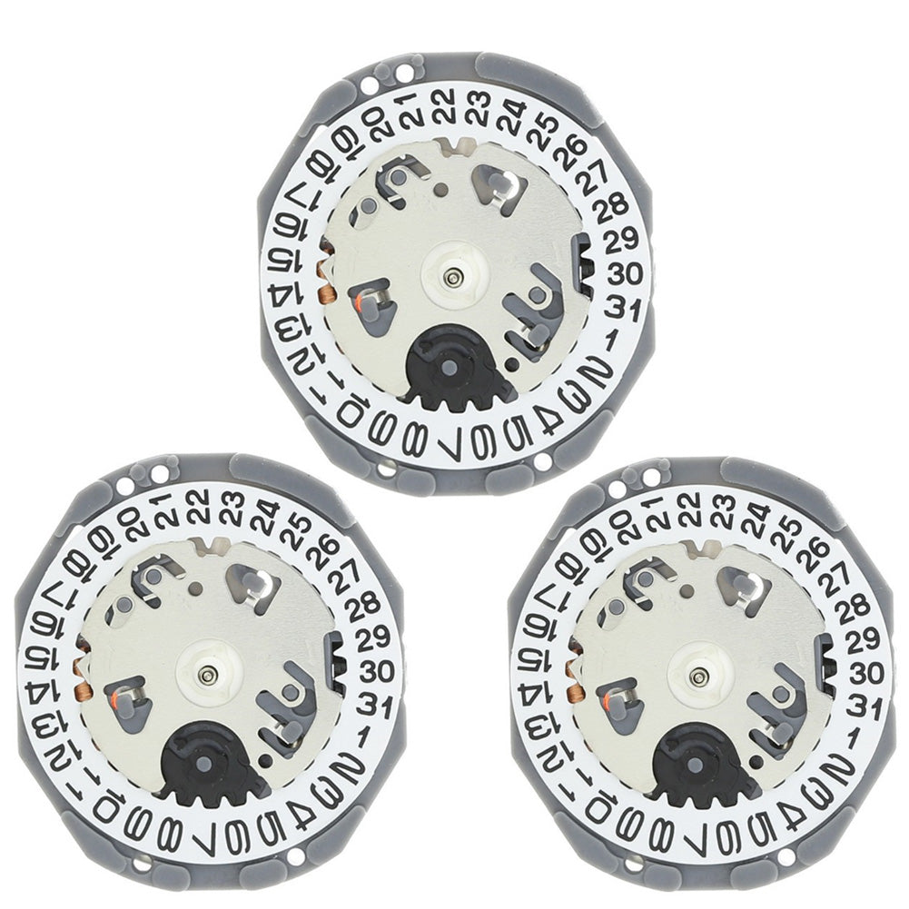 Hattori Epson TMI VJ24B quartz watch movement with date display at 3 o'clock, precision Japanese mechanism.