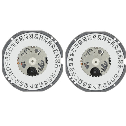 Hattori Epson quartz watch movement showing date window at 3/6 position for accurate timekeeping.