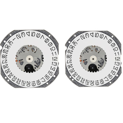 Hattori Epson TMI VJ42 quartz watch movement with dual date display at 3 and 6 o?clock, Japan made.