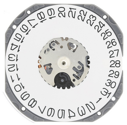 Hattori Epson TMI VJ52 quartz watch movement with date display at 3 and 6, Japan made.