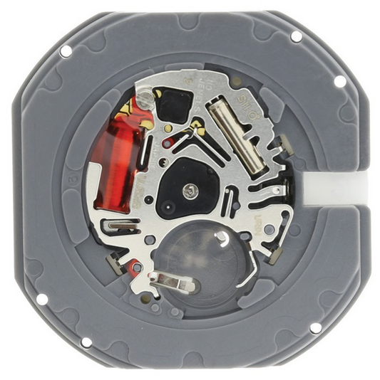 Hattori Epson TMI VJ52 quartz watch movement with date display at 3 and 6, Japan made.