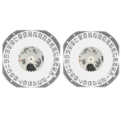 Hattori Epson TMI VJ52 quartz watch movement showing date display at 3 and 6, Japan made.