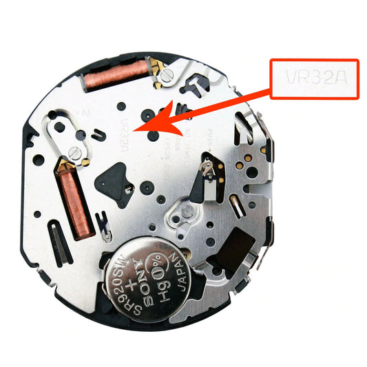 Hattori VR32 Japan quartz chronograph watch movement with precise timing components
