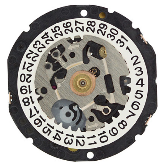 Hattori Epson VS22A solar-powered quartz watch movement, Japan-made, precise timekeeping component.