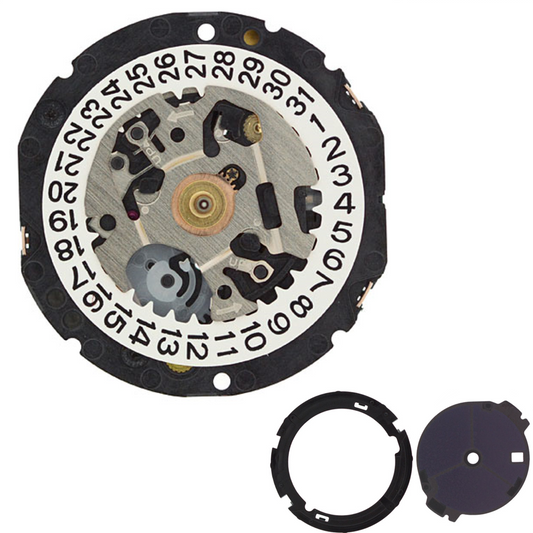 Hattori Epson VS22A solar-powered quartz watch movement, Japan-made, precise timekeeping component.