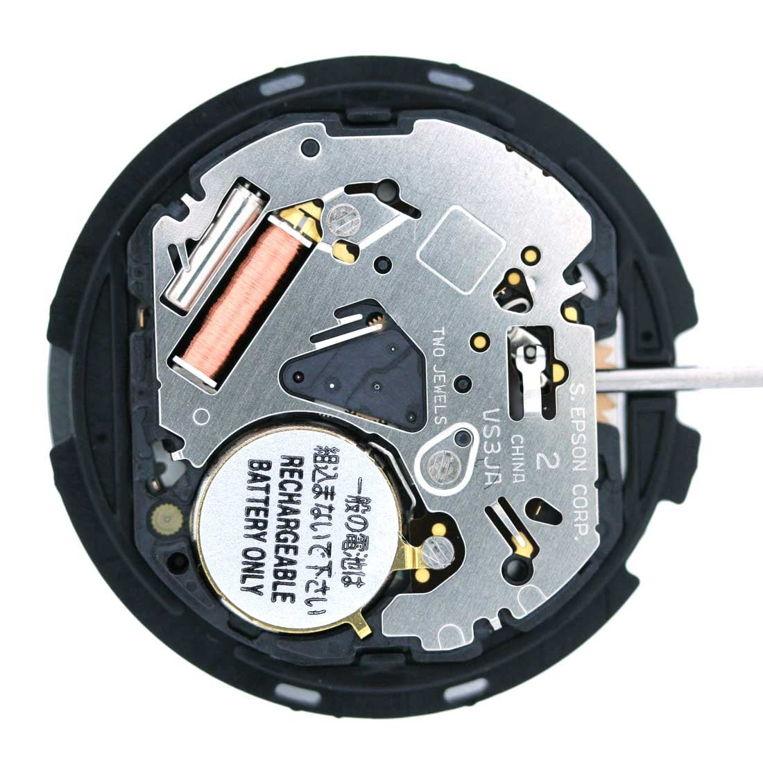 Hattori Epson VS3JA solar quartz watch movement, precision Japan-made component for accessory repair.