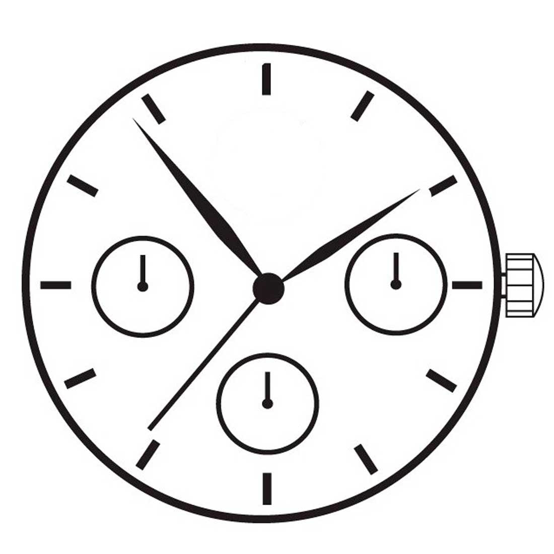 Hattori Epson VS3JA solar-powered quartz watch movement, precise Japan-made component for reliable timekeeping.