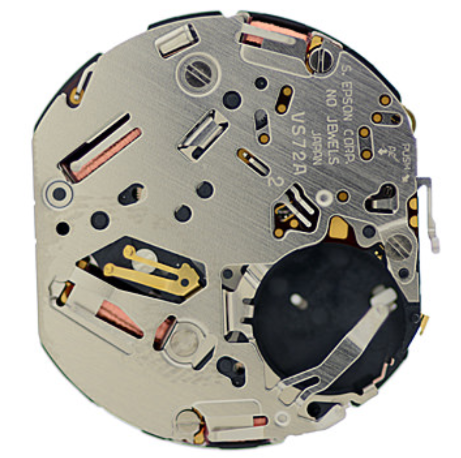 Hattori Epson VS72A solar quartz watch movement for accurate Japan-made timekeeping in watch accessories.