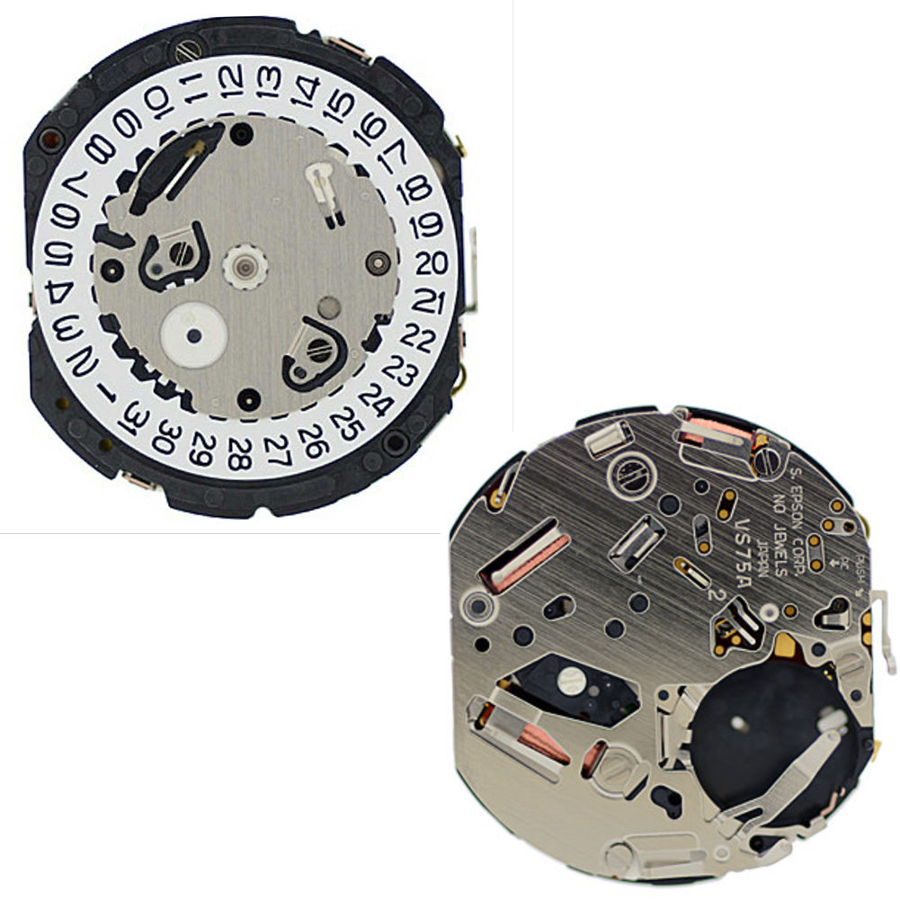 Hattori Epson TMI VS75A solar quartz watch movement, Japanese precision for accurate timekeeping