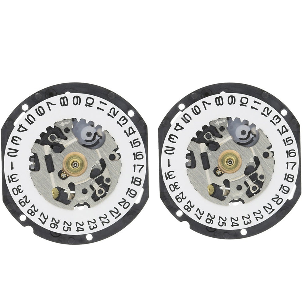 Hattori Epson VX12 quartz watch movement with date display at 3 and 6, Japan-made, precise timing accessory